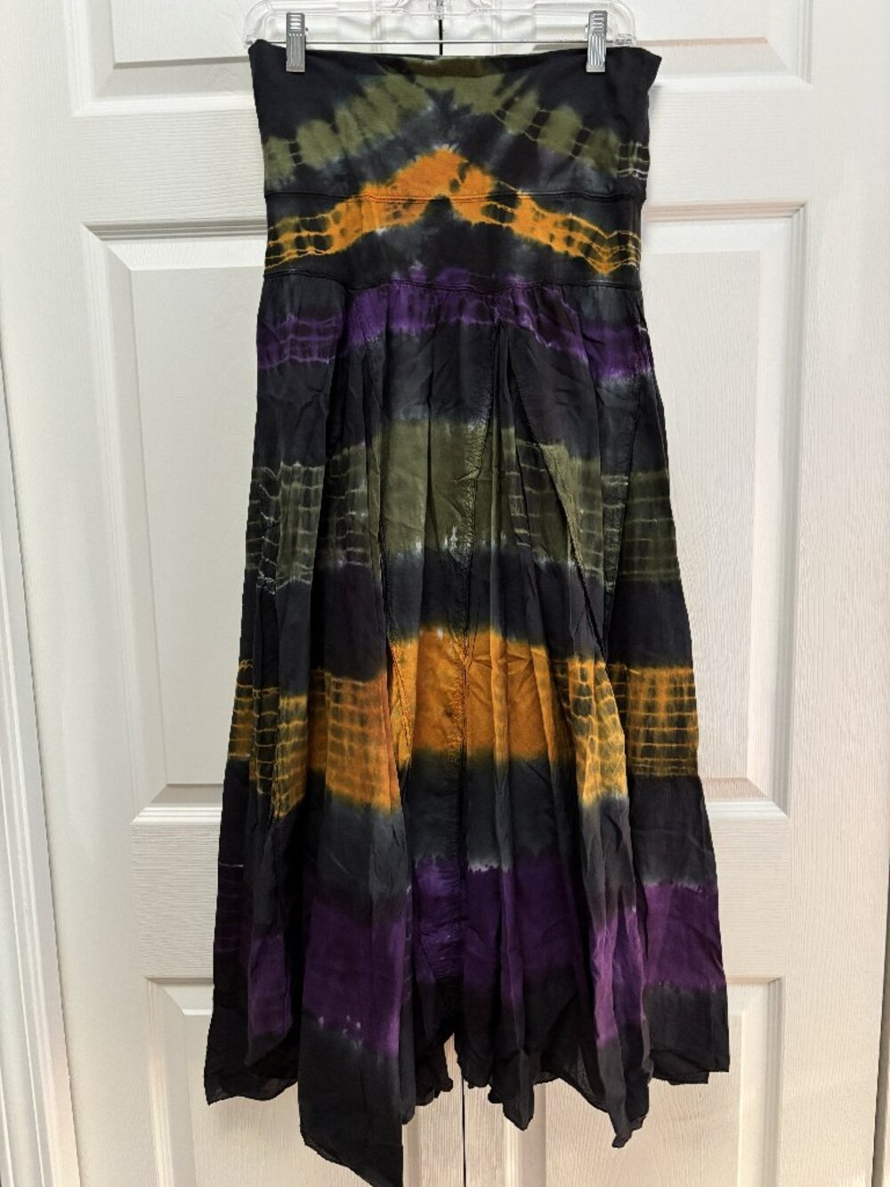 Baba Tie Dye Strapless Maxi Dress Convertible Skirt Boho Festival Large